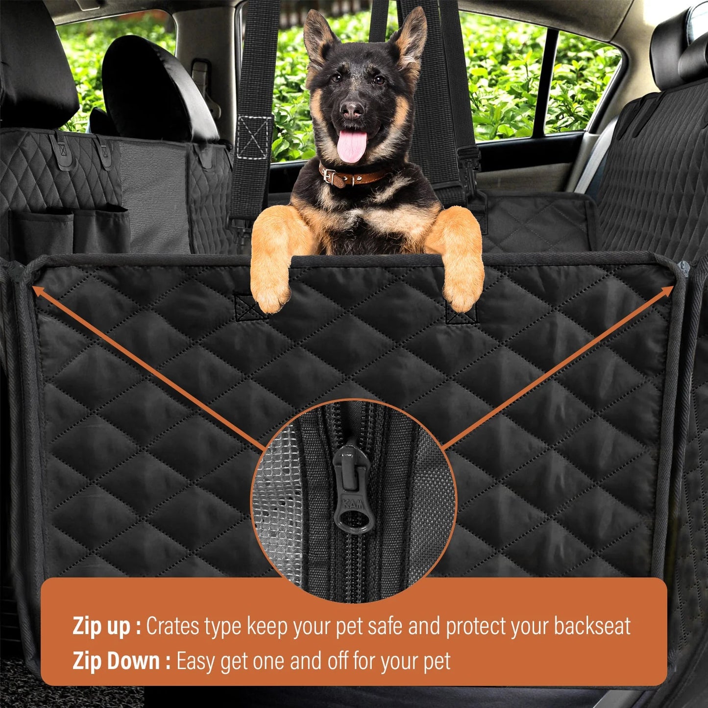 Luxury Dog Rear Car Seat Cover + Free Seat Belt Strap